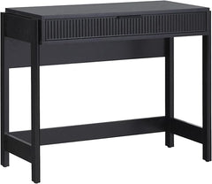 Transitional Writing Desk with Drawer and Reeded Front, 38 Inch