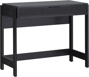 Transitional Writing Desk with Drawer and Reeded Front, 38 Inch