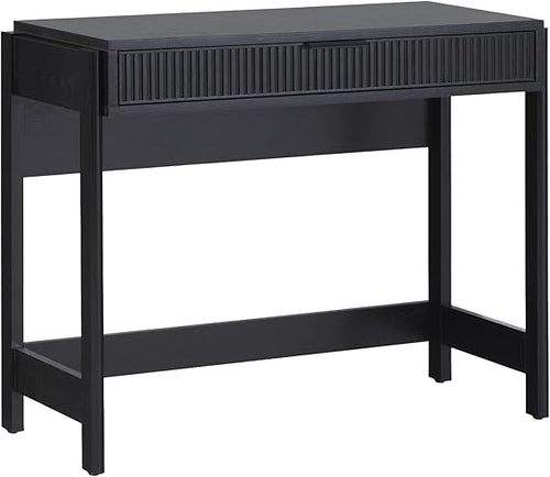 Transitional Writing Desk with Drawer and Reeded Front, 38 Inch