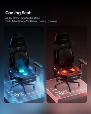 Ergonomic Gaming Chair with Lumbar Support, Massage & Heated Seat