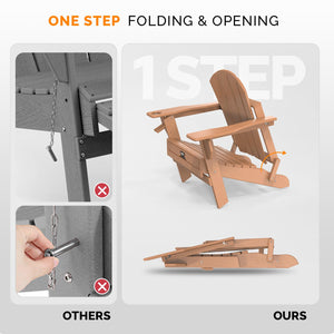 Folding Adirondack Chair Set with Hidden Ottoman
