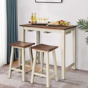 3-Piece Counter Height Pub Dining Set with 2 Saddle Bar Stools