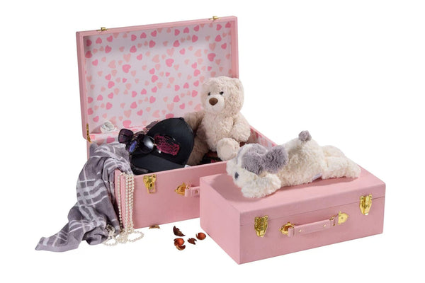 Decorative Storage Trunk Set of 2 – Shagreen PU Leather Nested Chest Boxes