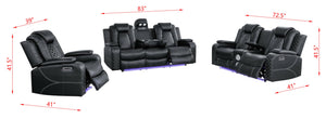 Power Recliner Sofa Set 3-Piece with LED & Bluetooth