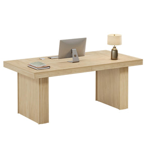 63-Inch Executive Office Desk with Wood Grain Finish and Heavy-Duty Legs