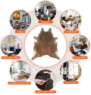 Tricolor Brazilian Cowhide Rug – XLarge Genuine Leather Area Rug