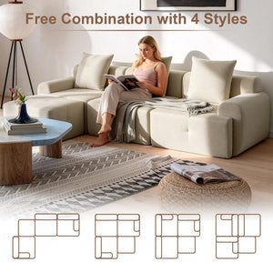 L-Shaped Modular Sectional Sofa with Removable Footstool