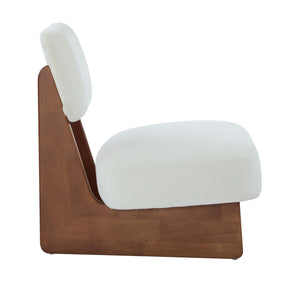 Armless Lounge Accent Chair Set of 2 – Fabric Upholstered, Solid Wood Frame