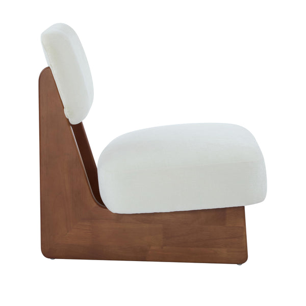 Armless Lounge Accent Chair Set of 2 – Fabric Upholstered, Solid Wood Frame