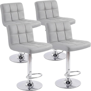 Counter Height Bar Stools with Metal Base & PU Leather Seat