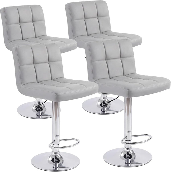 Counter Height Bar Stools with Metal Base & PU Leather Seat