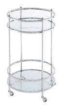 2-Tier Round Glass Bar Cart with Wheels
