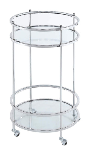 2-Tier Round Glass Bar Cart with Wheels