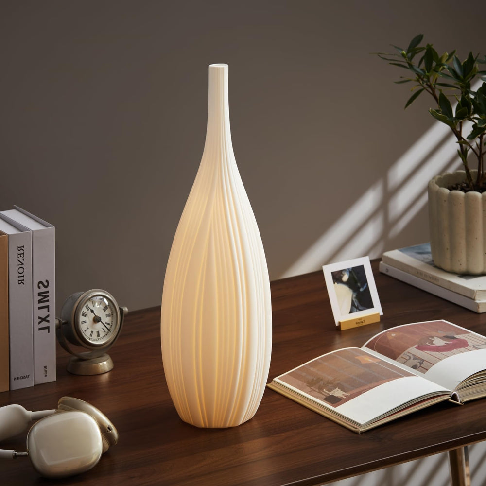 Ceramic Table Lamp – Dimmable, White Translucent Shade with Warm Ambient Lighting