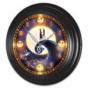 Nightmare Before Christmas Illuminated Atomic Wall Clock – Black Metal, Outdoor