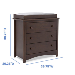 3-Drawer Dresser with Changing Top and Interlocking Drawers