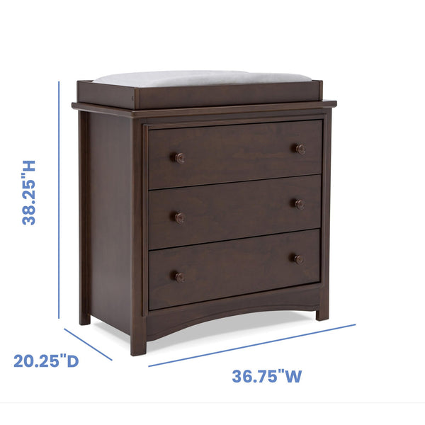 3-Drawer Dresser with Changing Top and Interlocking Drawers