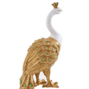 Decorative Peacock Statue – Resin Art Deco Sculpture (White & Gold)