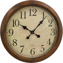 24-Inch Wood Silent Wall Clock – Large Decorative Non-Ticking Battery Operated