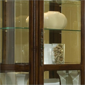 Curved End Curio Cabinet with Lighted Interior