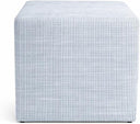 19" Square Upholstered Cube Ottoman – Wood Frame, Plaid Fabric