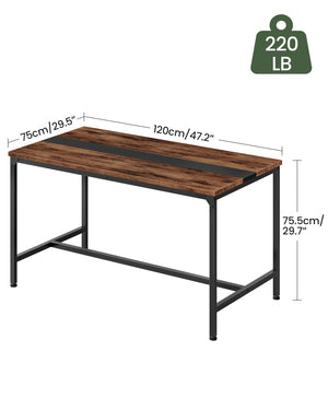 Rectangle Dining Table for 6 – Rustic Brown & Black