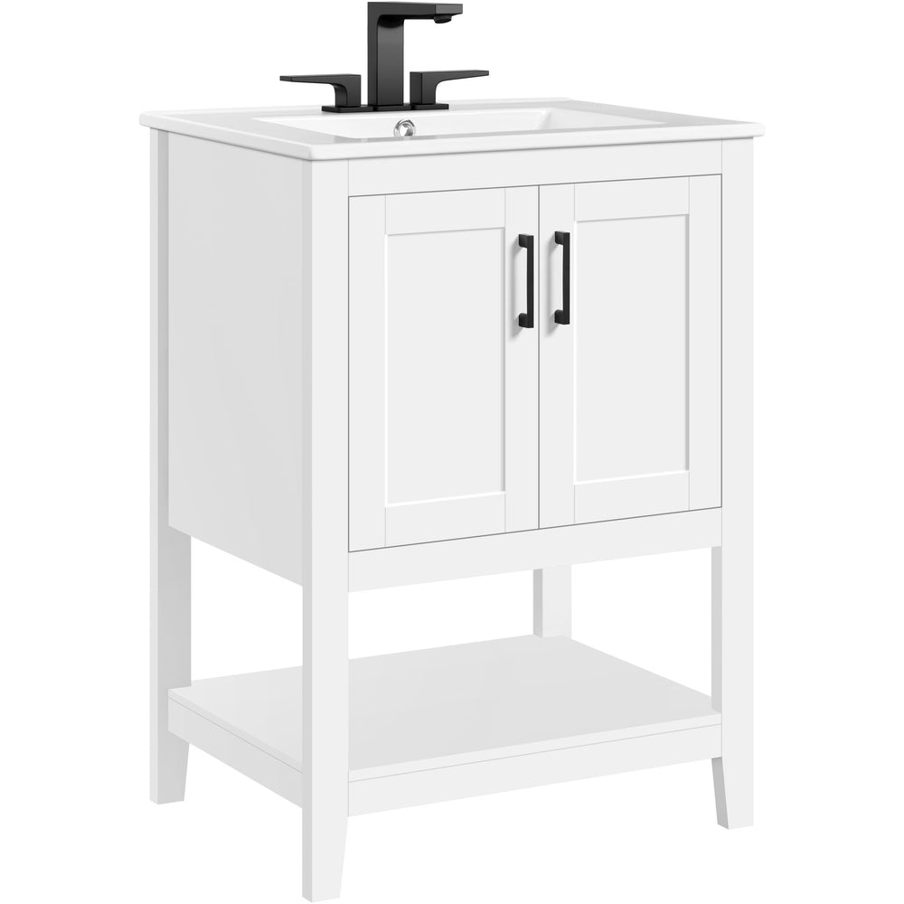 24" Freestanding Bathroom Vanity with Ceramic Sink