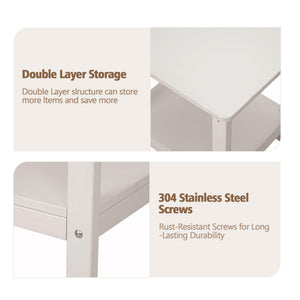 2-Tier Outdoor HDPE Side Table with Storage