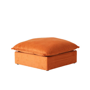 Square Ottoman Footstool with Removable Cover – Hemp Velvet, Orange