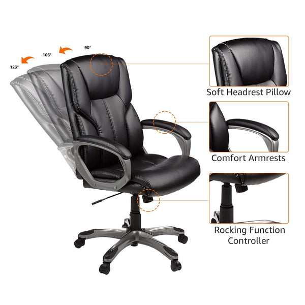 Executive High-Back Office Chair with Adjustable Height & Swivel