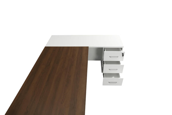 L-Shaped Executive Office Desk Set – 3-Piece with Coffee Table & Storage Cabinet