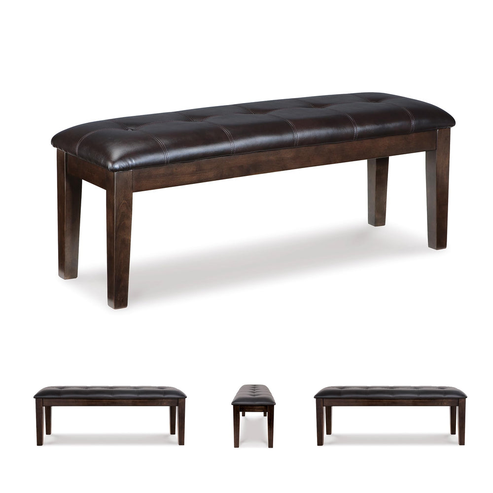 Upholstered Dining Bench with Button Tufting — Wood Frame & Faux Leather Seat