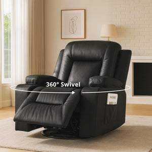 Swivel Recliner Chair with Cup Holders & Side Pockets