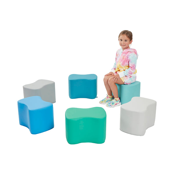 Toddler Modular Foam Stool Set – 6-Piece Flexible Seating