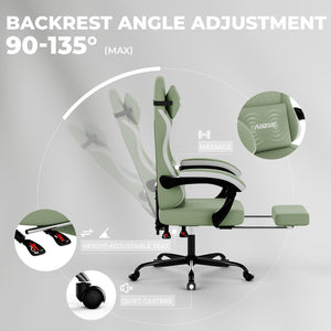 Ergonomic Gaming Chair with Massage & Footrest