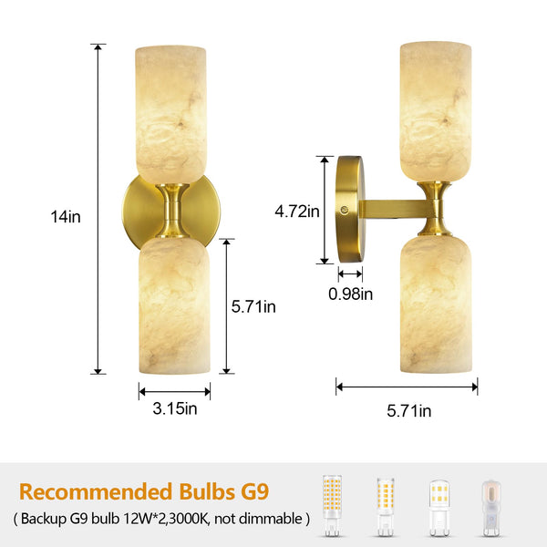 Natural Alabaster Wall Sconce with G9 Bulb