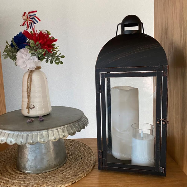 Decorative Candle Lanterns Set of 3 – Large Metal & Glass Outdoor Indoor Lanterns