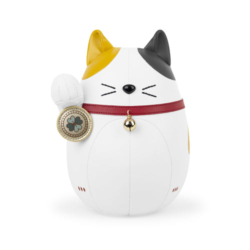 Lucky Cat Decorative Bookend – Synthetic Leather Animal Figurine