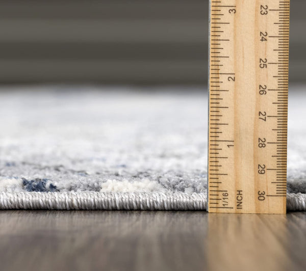 Palm Leaves Blue Grey Area Rug