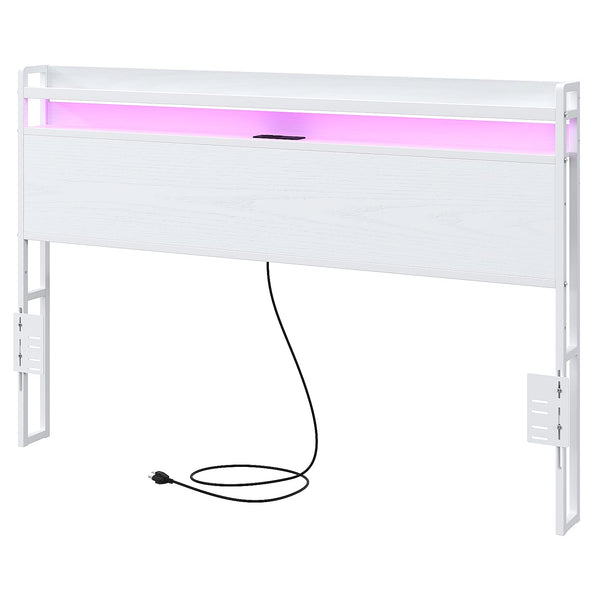 Full Size Headboard with Outlets, USB, LED Light & Storage Shelf