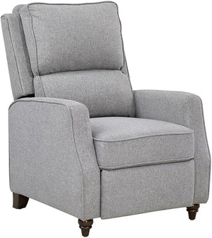 Push Back Recliner Chair – Fabric Upholstered, Solid Wood Frame