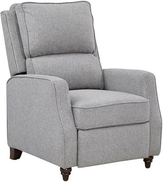 Push Back Recliner Chair – Fabric Upholstered, Solid Wood Frame