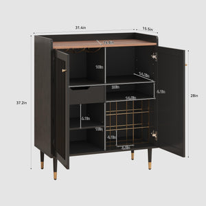 Bar Cabinet with Wine Rack & Adjustable Shelves