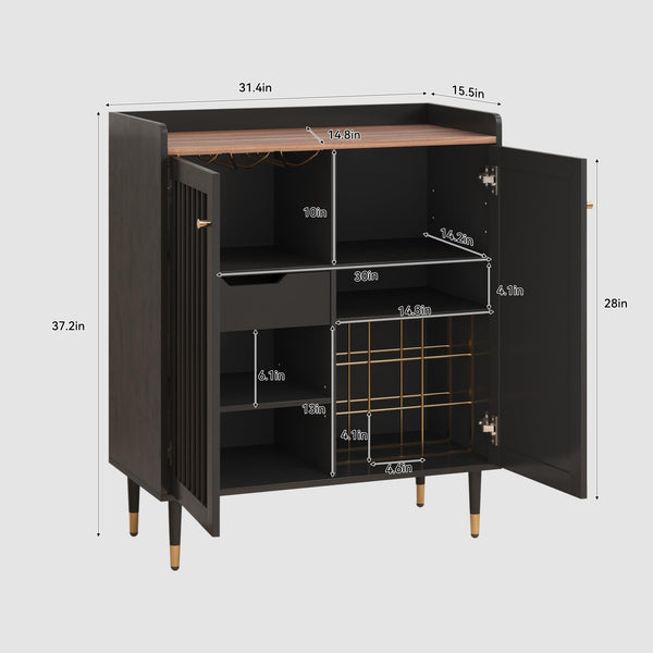 Bar Cabinet with Wine Rack & Adjustable Shelves