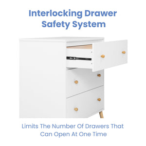 3-Drawer Dresser with Interlocking Drawers – White/Natural