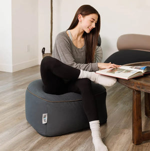 Square Ottoman Pouf – Small Fabric Foot Stool with Washable Cover