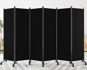 Folding Room Divider with Lockable Wheels & Privacy Screen