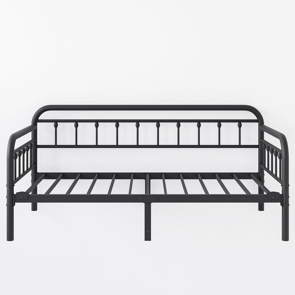 BOFENG Metal Daybed Frame Twin Size,Sofa Bed Frame with Strong Steel Slats Support Platform Furniture,Mattress Foundation,Noise Free,Easy Assembly,Black Twin Daybed