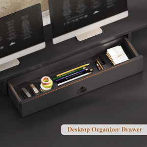 63-Inch Farmhouse Executive Desk with File Drawers, Monitor Stand & Storage Cabinet