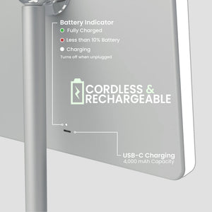 LED Vanity Mirror with Lights & 7X Magnification – Dimmable USB-C Rechargeable Tabletop Mirror
